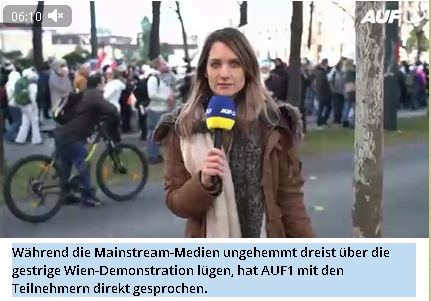 Aufnahme von den Auf1-Nachrichten zur Freiheits-Demo in Wien am 20.11.2021